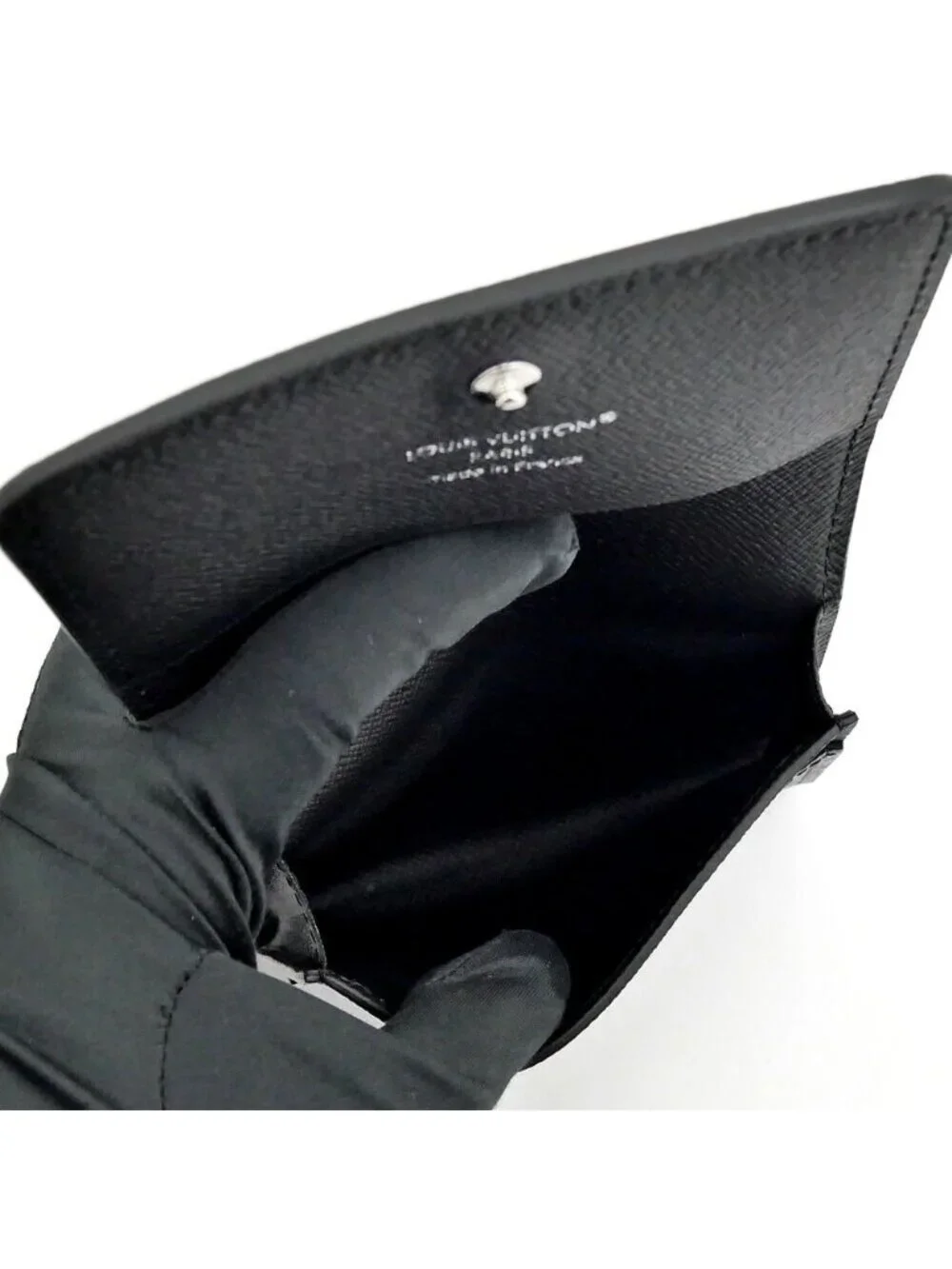 Louis Vuitton Card Case Envelope Business Holder NM Taiga Black